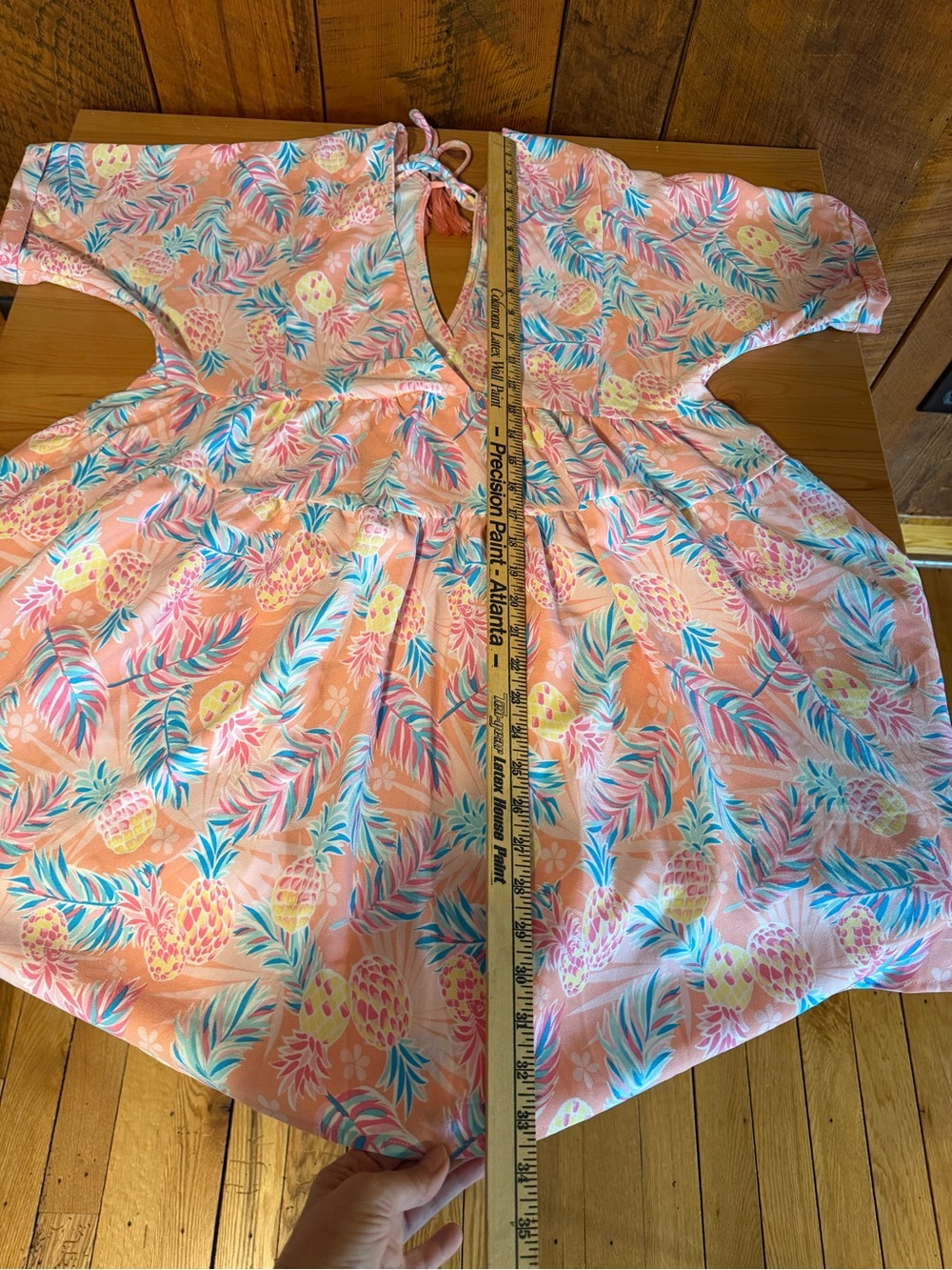 Simply Southern Pink Pineapple Tropical Palm Tiered Babydoll Dress Tunic S - Picture 11 of 14